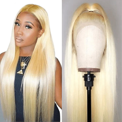 150% Density Natrual Straight #613 Blonde 13x4 Lace Front Wigs Human Hair