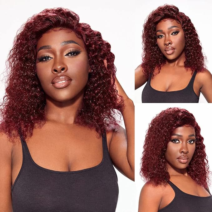 200% Desnsity Curly Bob  13x4  Lace Front Wig Human Hair