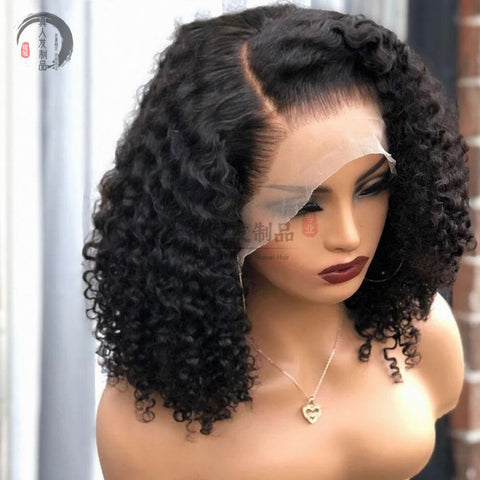 200% Desnsity Curly Bob  13x4  Lace Front Wig Human Hair