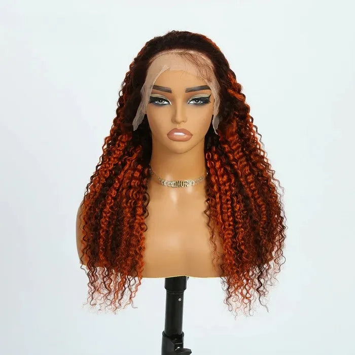 200% Density  Kinky Curly 13X4  Lace Front Wig Human Hair