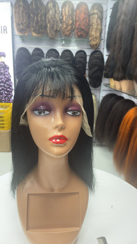 200% Density Natural straight wig bang 13x4 Lace Front Wig Human Hair