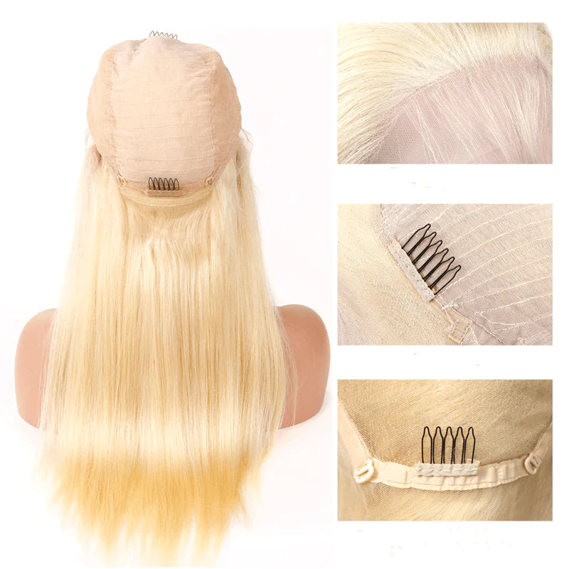 150% Density Natrual Straight #613 Blonde 13x4 Lace Front Wigs Human Hair