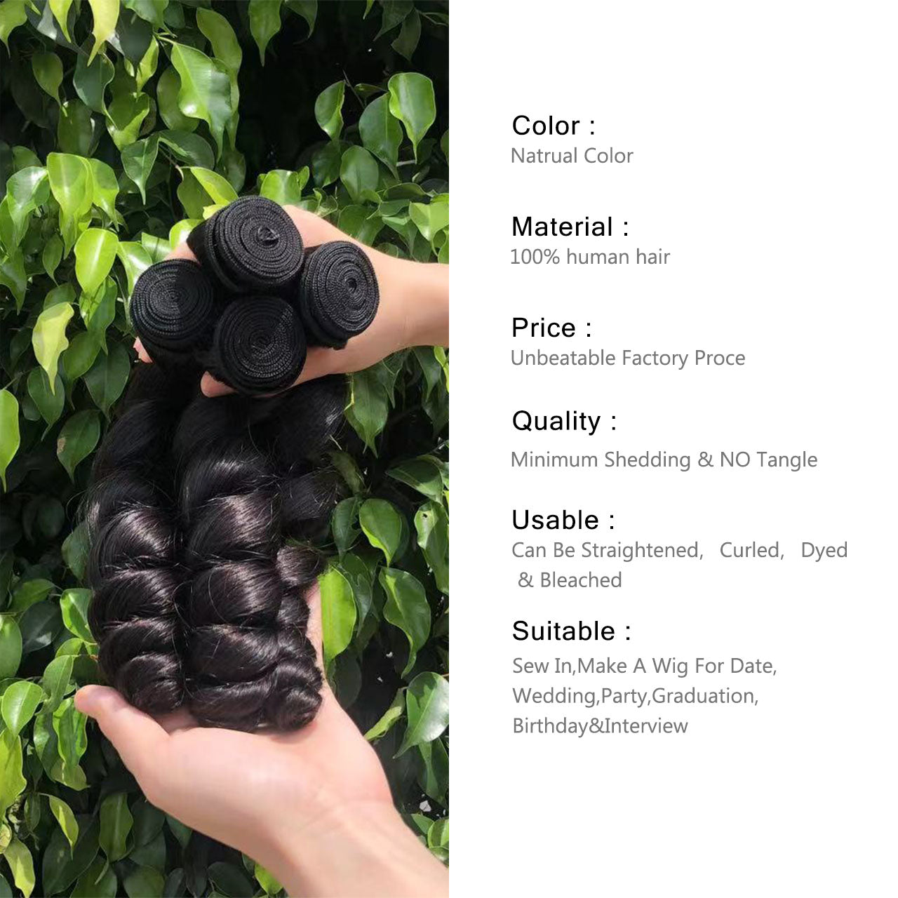 Loose  wave  100%Human Hair Bundles（Free shipping for three or more items）