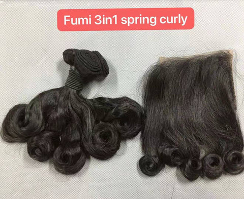 3in1 spring curly  100%Human Hair Bundles（Free shipping for three or more items）