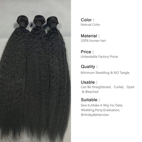 Kinky Straight  100%Human Hair Bundles（Free shipping for three or more items）