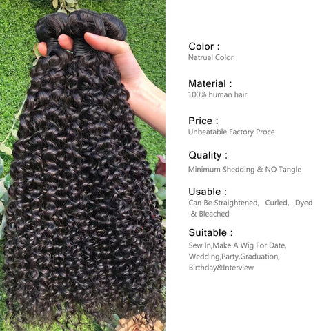 kinky curly  100%Human Hair Bundles（Free shipping for three or more items）