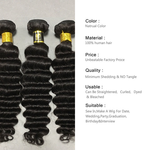 Loose Deep  100%Human Hair Bundles（Free shipping for three or more items）