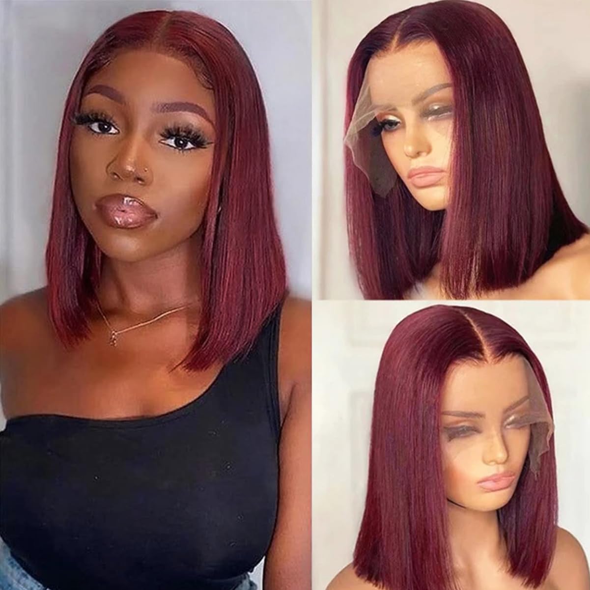 200% Density Short Straight Bob 13X4 Lace Front Wig Human Hair